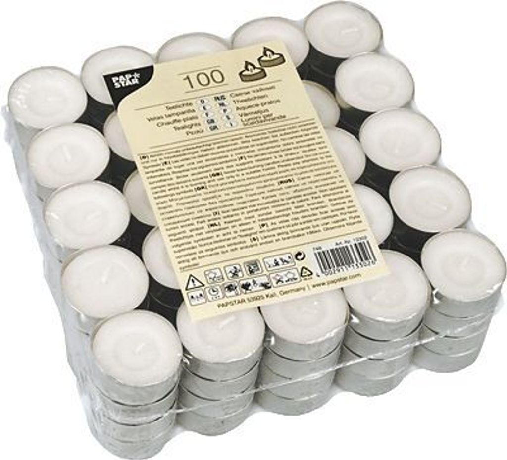 Papstar Teelichte Ø 39 mm 17 mm weiß, 10 x 100 Stück