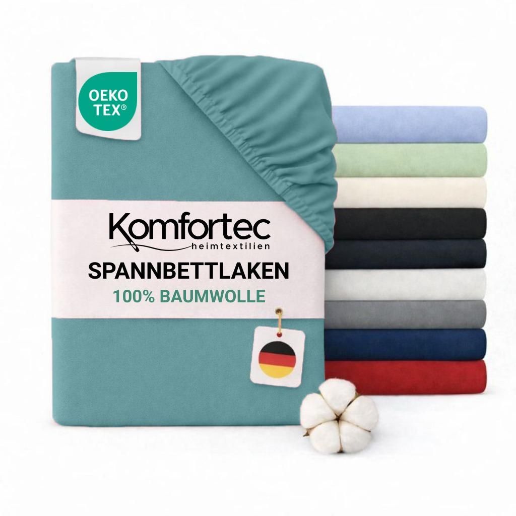 Komfortec Jersey Spannbettlaken 180x200 cm, 100% Baumwolle, Dunkelgrün