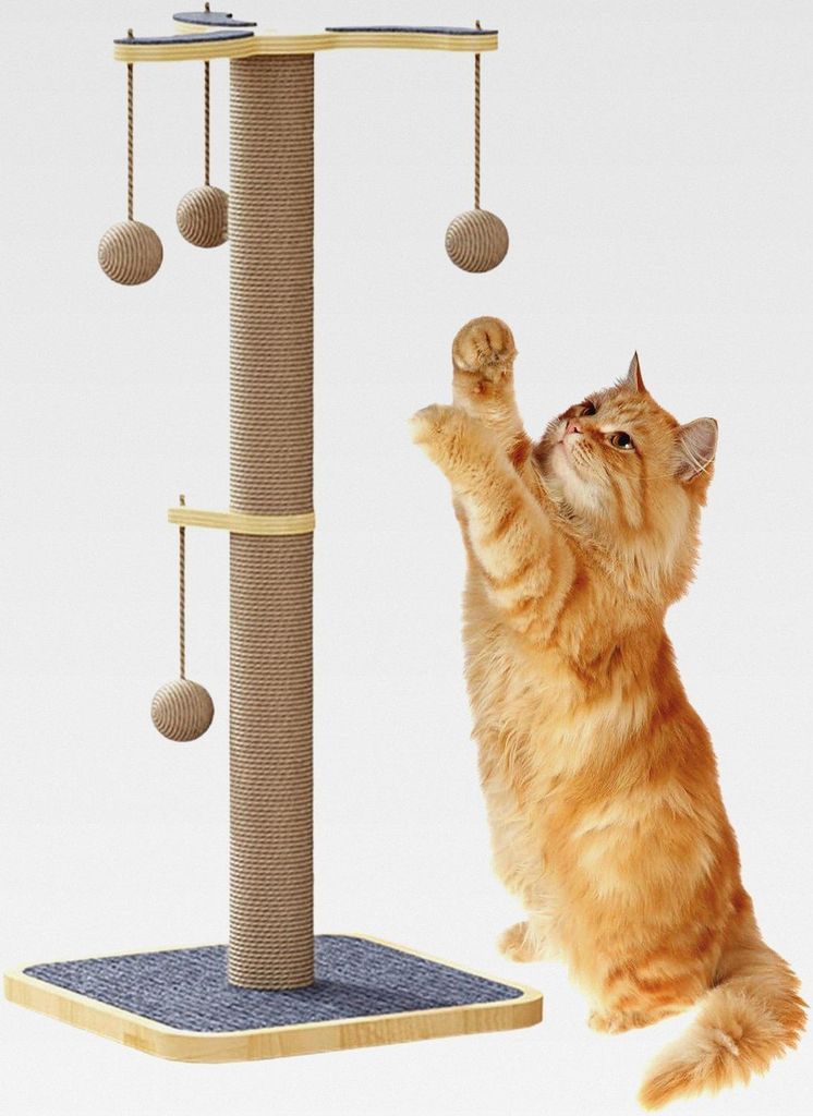 Große Kratzmöbel Für Wohnungskatzen - Spielturm Mit Ball Und Klettermöglichkeit Schutz Für Möbel Teppich Wand Tür