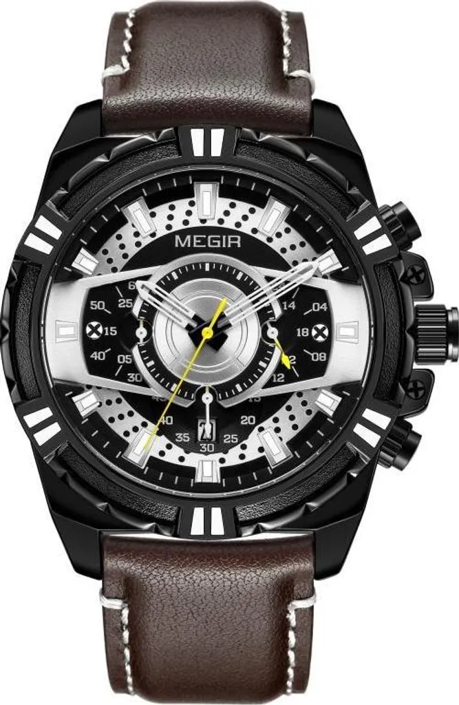 Orologio Uomo MEGIR KA-38559 Cronografo Sportivo Luxury Look Argento