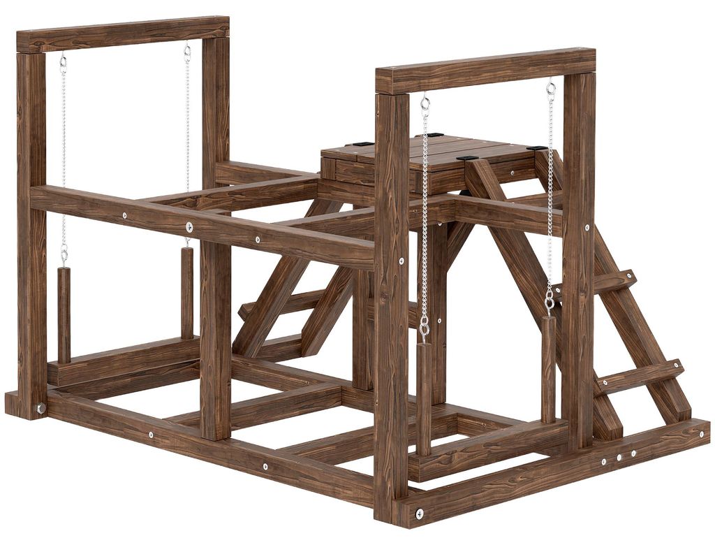 PawHut kippen speelstructuur, hout, met kippenstangen, Productafbeelding 