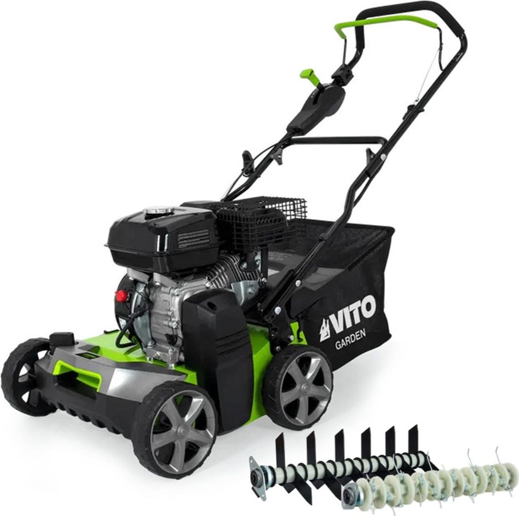 Thermischer Scarifizierer 5,4 PS - Rasenbagger & Entschäumer 2000 m 2, Breite 40 cm, verstellbar, 45-Liter-Wanne VITO
