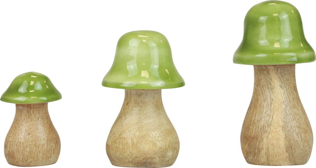 Deko Pilze Holz Hellgrün Set 3er Herbstdeko Weihnachten Dekoartikel