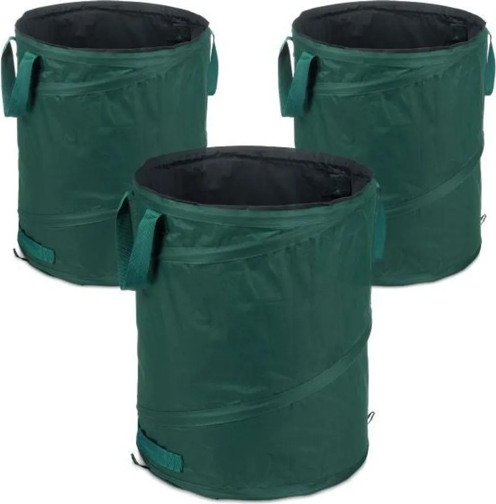 Lot de 3 sacs de jardin 90L robustes et réutilisables pour déchets verts