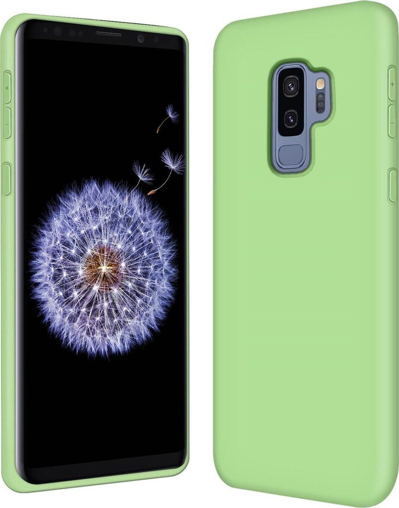 Conie TPU Schutzhülle für Samsung Galaxy S9 Plus Tasche Case Cover Bumper Silikon Mikrofaser Inlay Hülle in Grün matt