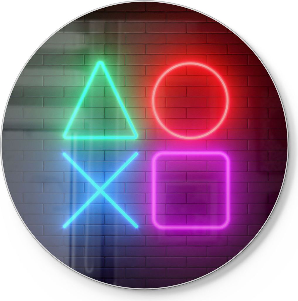 DEQORI Schneidebrett Glas Ø30 cm 'Playstation Elemente' Schneideplatte groß