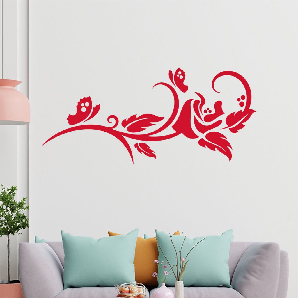 Falter Schmetterling Ranke Wandtattoo in 6 Größen - Wandaufkleber Wall Sticker - Dekoration, Küche, Wohnzimmer, Schlafzimmer, Badezimmer