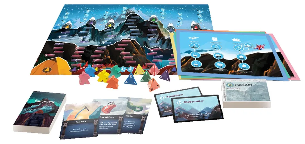 7 Summits Jeu de Société - Version Anglaise avec Dés et Améliorations