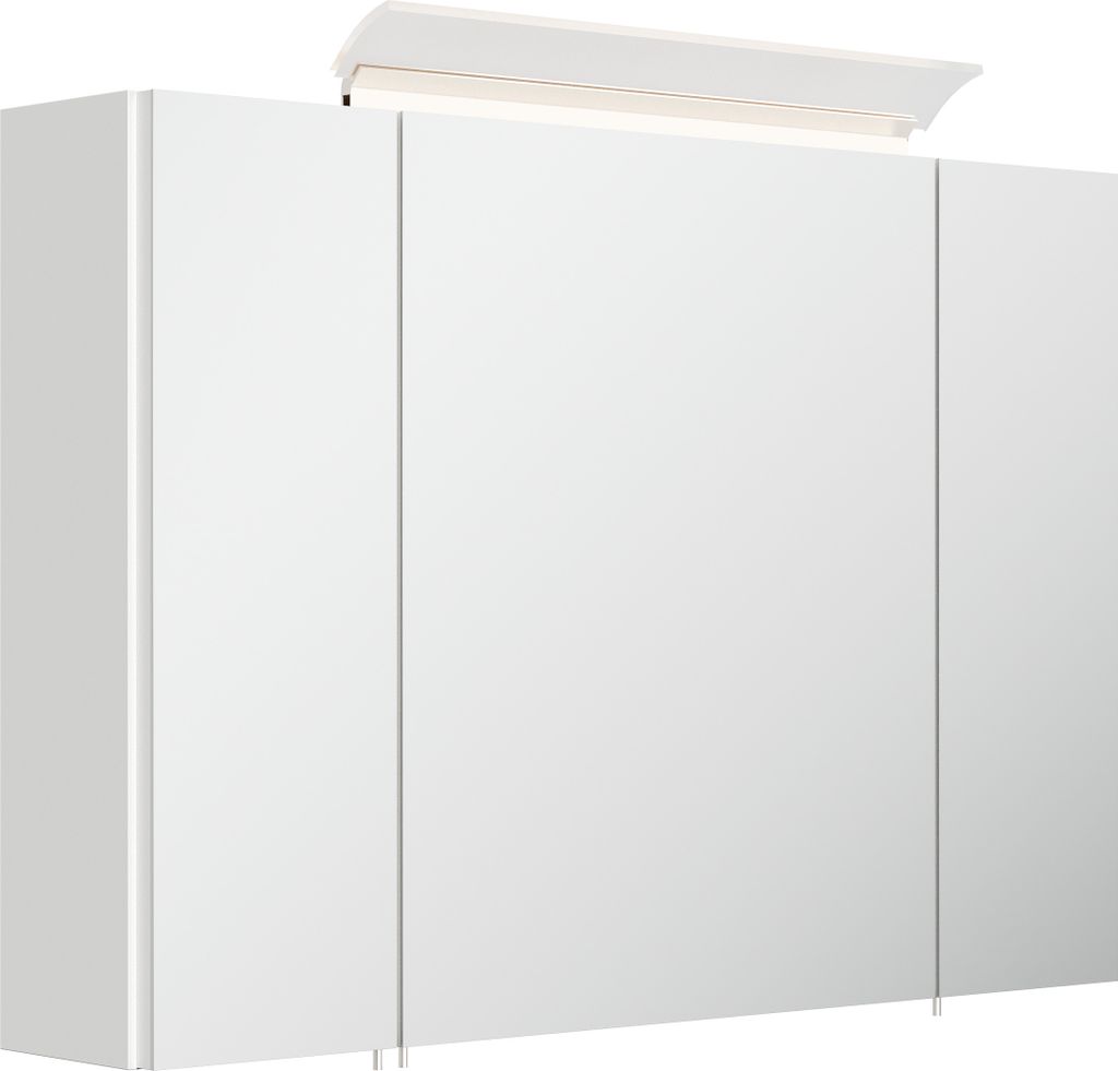 Badezimmer Spiegelschrank 3-türig LED-Lampe 90 cm Weiß Hochglanz