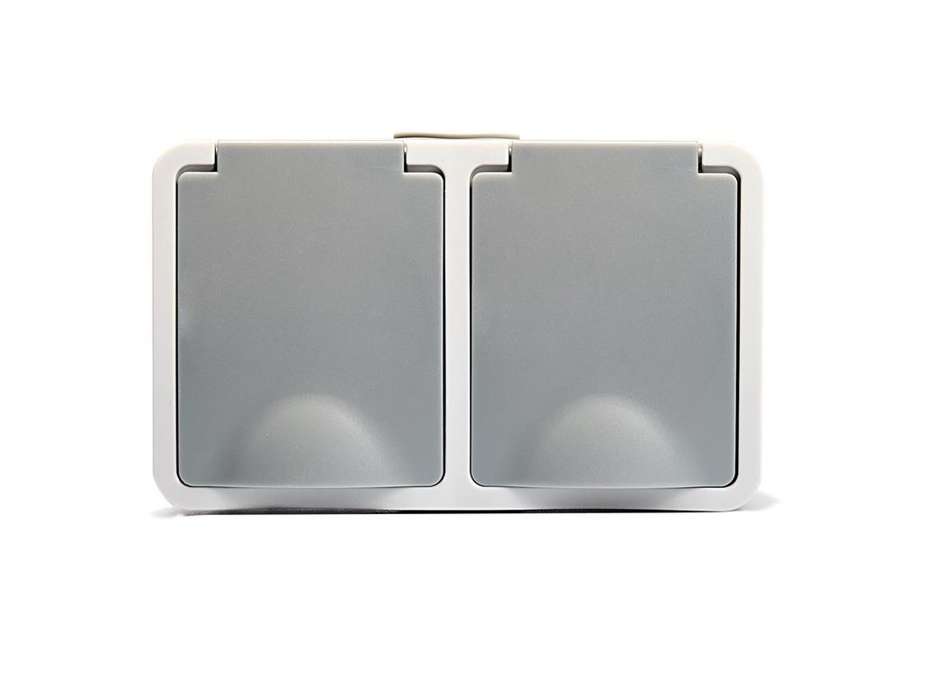 McPower Feuchtraum Doppelsteckdose Aufputz horizontal | Fix Produktbild 