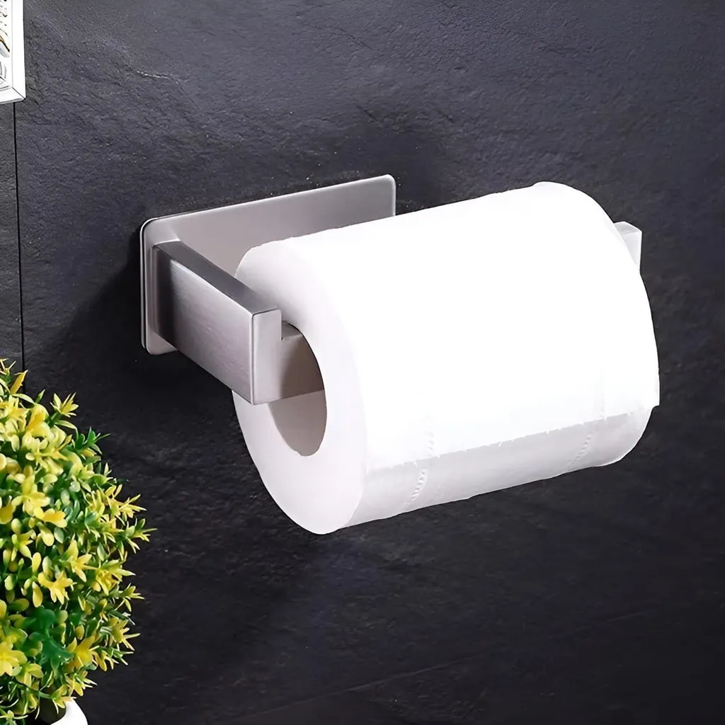 Porte-papier hygiénique moderne en acier inoxydable brossé - 1 pièce