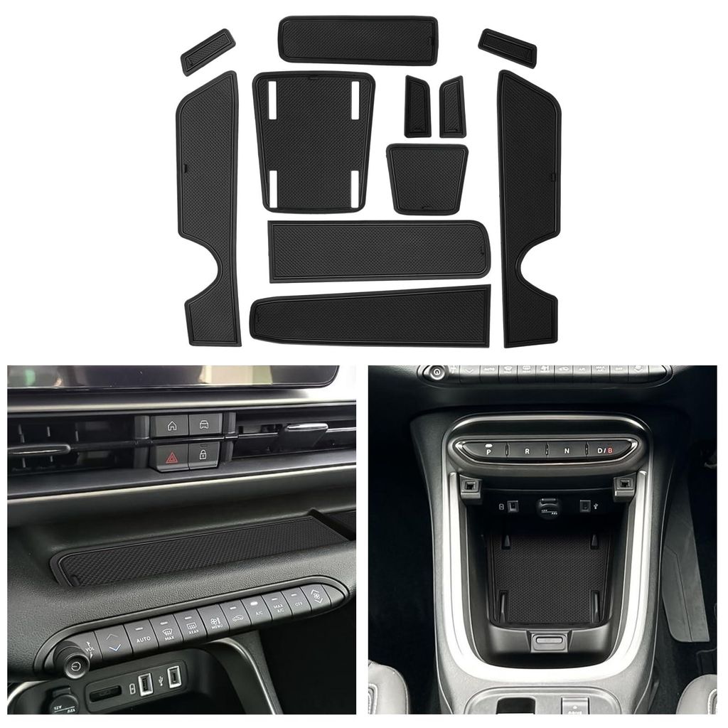 Kompatibel mit Jeep Avenger 2023 2024 2025 Avenger EV Hybrid, Gummimatten für die Mittelkonsole, rutschfeste Getränkehaltermatten, Gummiarmlehnen...