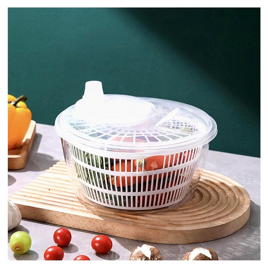 Große Salatschleuder, transparente Salatschleuder mit Gemüsewaschkorb, manuelle Salatspülmaschine für die Küche