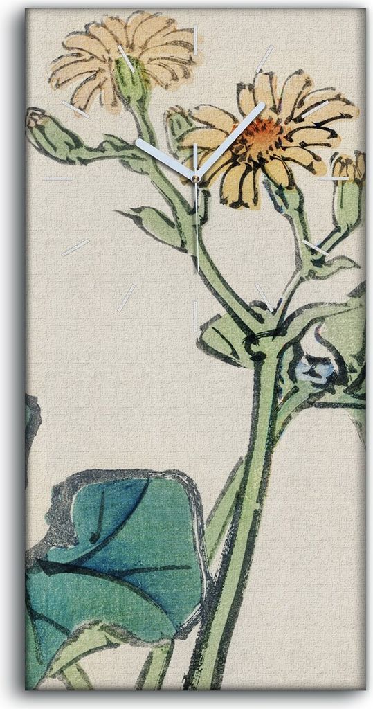 Dekor Leinwand Uhr Wandbilder 30x60 Malerei Asiatisch Blumen Blätter Kunst - weiße Hände