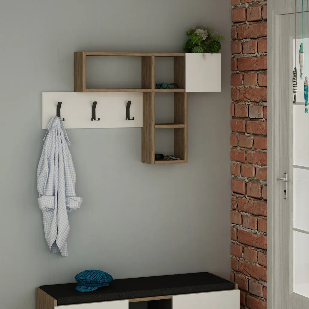 Portemanteau Suspendu Game Bicolore Chêne Foncé et Blanc 100 x 15 cm