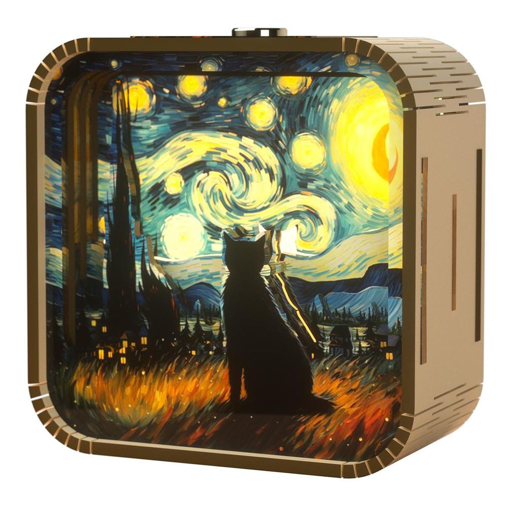 3D Holzpuzzle Nachtlicht Bausatz – DIY LED Leuchte – Batteriebetrieben, dimmbar & wiederaufladbar, als dekorative Lampe für Kinder-, Schlaf- o...