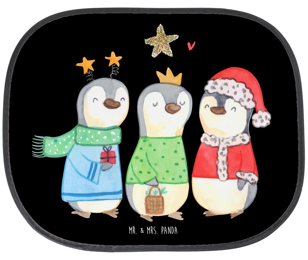 Mr. & Mrs. Panda Sonnenschutz Auto Winterzeit Heilige drei Könige - Schwarz - Geschenk, Weihnachtsmann, blendschutz, Autoscheibe, Weihnachten, Son...