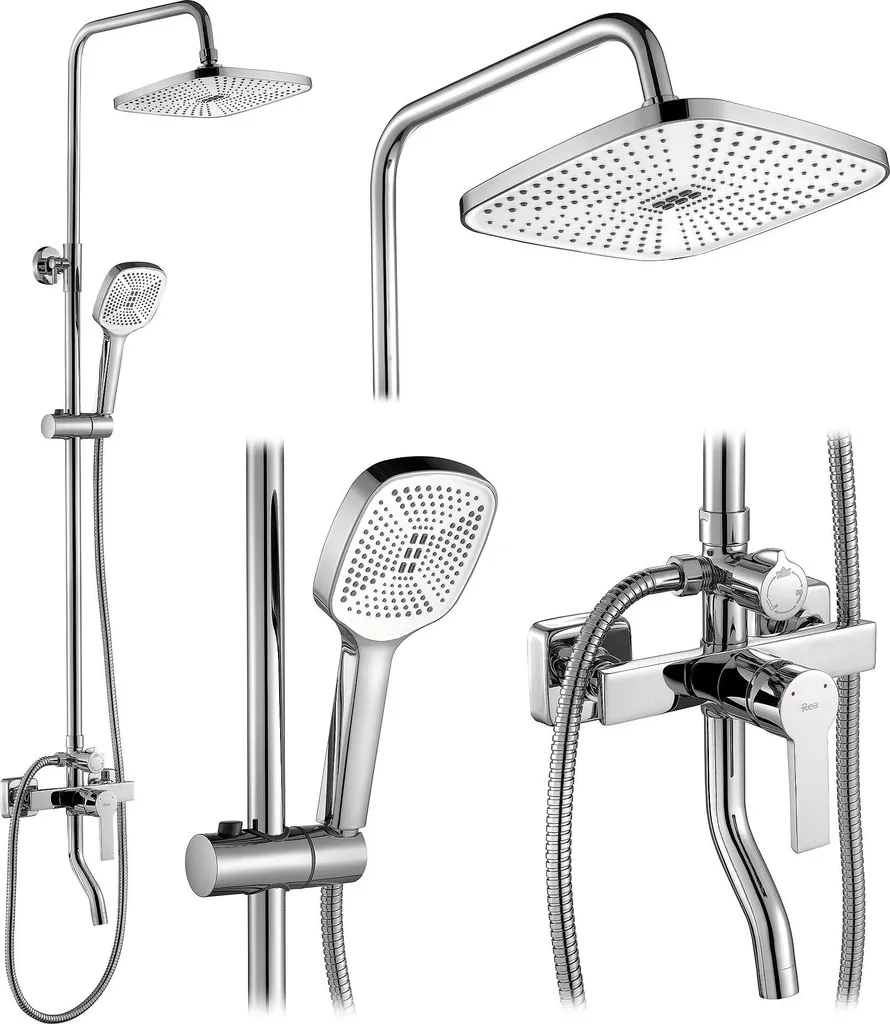 Colonne de Douche Rea Argus avec Mitigeur et Douchette Chrome Brillant