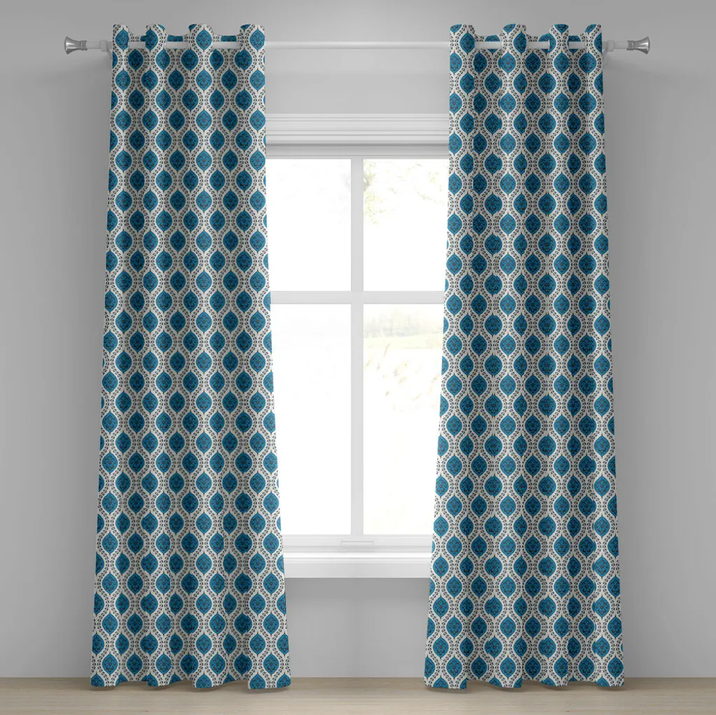 Paire de rideaux décoratifs exotiques 2 panneaux 280x175 cm bleu violet