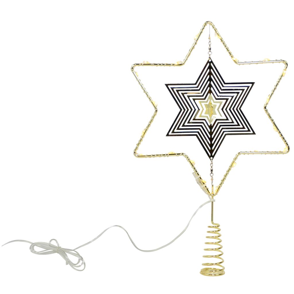 Riffelmacher Baumspitze Stern mit LED Beleuchtung 17753 | Gold 18 x 29 cm