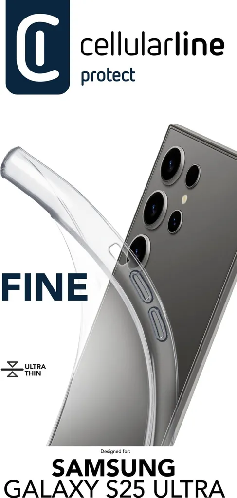 Cover Cellularline Fine Galaxy S25 Ultra Trasparente - Design Invisibile