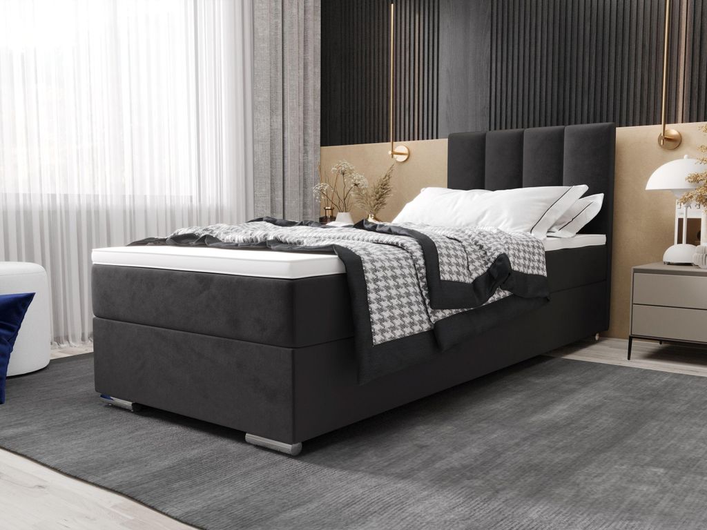BEDANTE Boxbett ZILANO 2 90x200 Itaka 27 Bett Links Öffnung Bett Bettkasten Einzellbett Hotelbett Topper Matratze Schlafzimmer Stauraum
