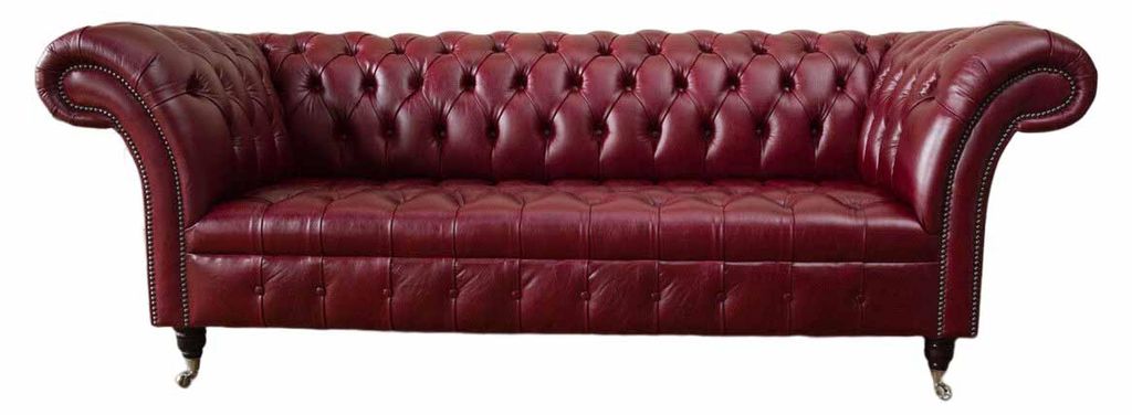 Chesterfield 3 Sitzer Leder Couch Polster Luxus Braun Sofa Möbel 230cm