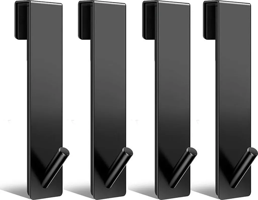 INF Set di 4 ganci per doccia senza foratura, acciaio inox per box doccia Nero