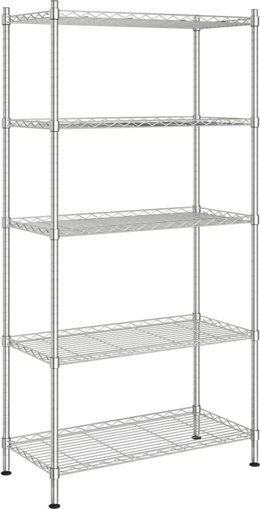 Lagerregal mit 5 Böden 90x35x180 cm Chrom 250 kg