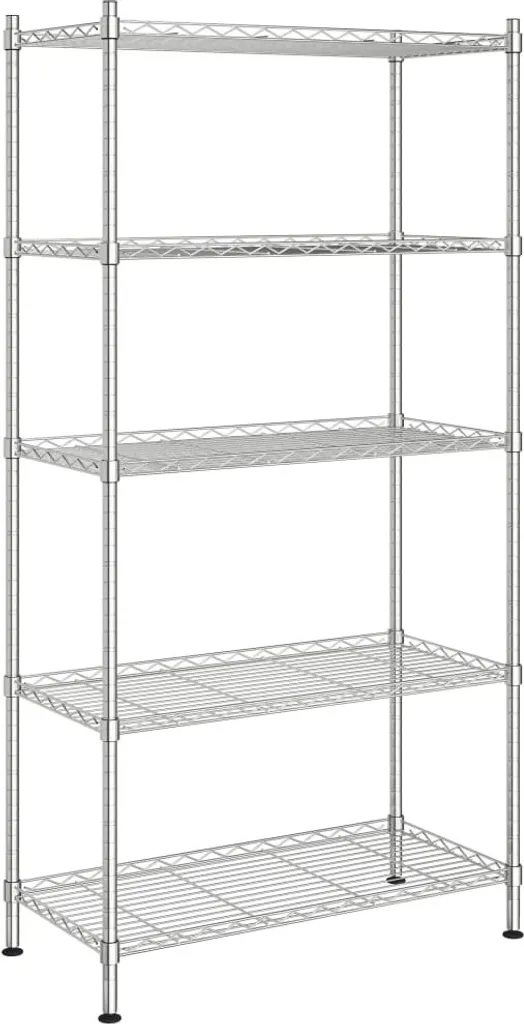 Étagère de stockage 90x35x180 cm chrome 5 niveaux pour optimiser le rangement
