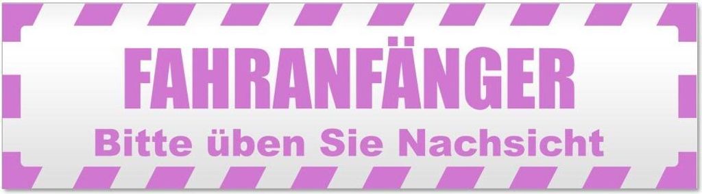 Kiwistar - Autoaufkleber - Flieder - 60 x 16 cm - Fahranfänger. Bitte üben Sie Nachsicht gestreift - Hinweis Aufkleber Sticker für Auto, Kfz, Fa...