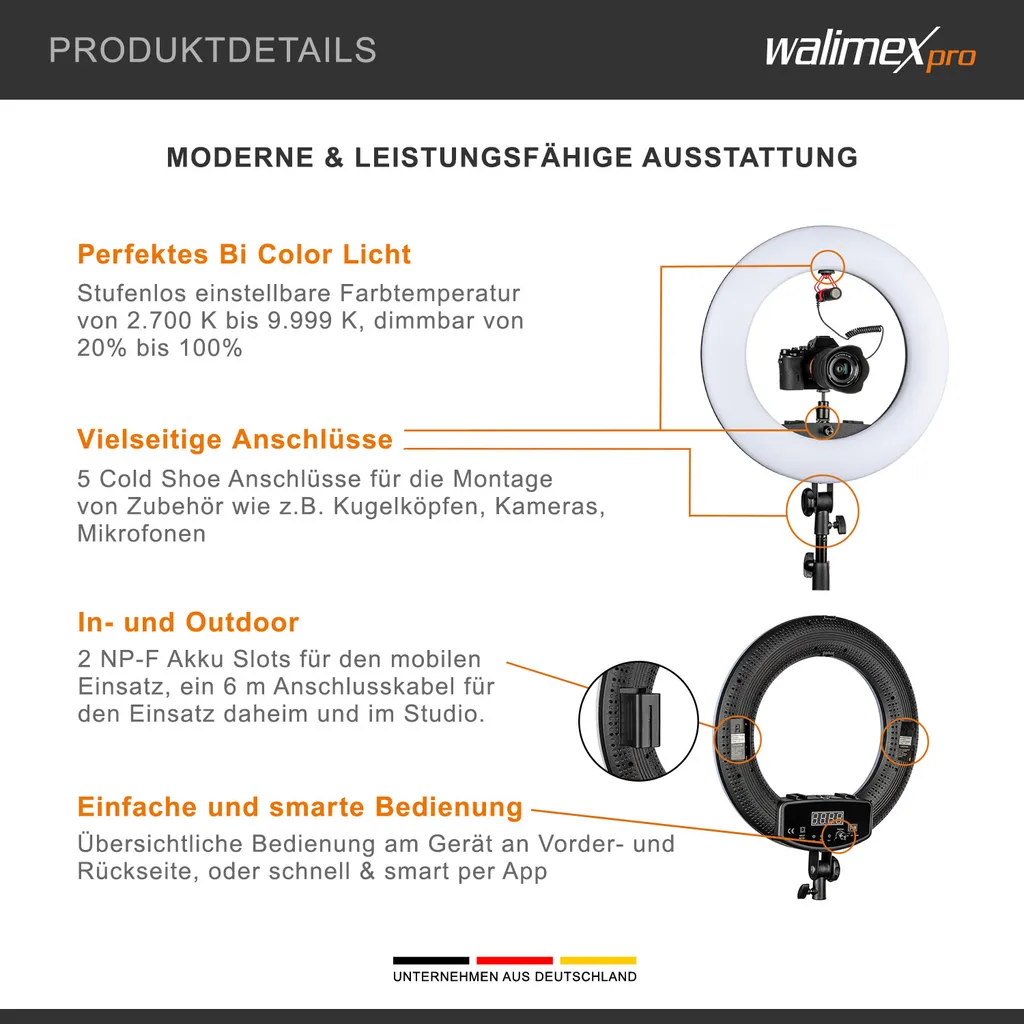 Kit Éclairage Vidéo LED 60W Ring Light pour Streaming et Vlogging Pro