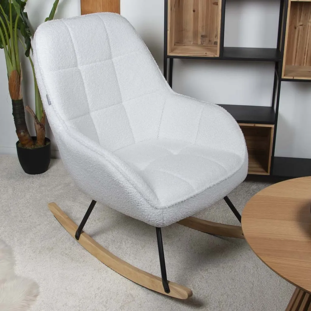 Milton & Oldbrook Byala Fauteuil à Bascule Teddy Blanc Design Moderne