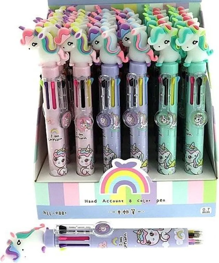 Lot de 36 stylos bille fantaisie licorne avec encres multicolores