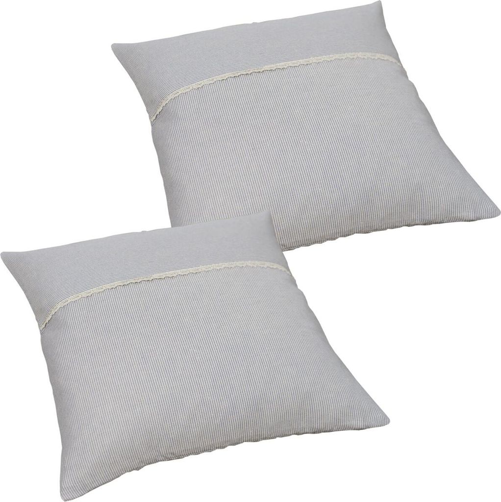 Kissen-Bezüge 40x40 cm Deko-Kissen Vintage blau weiß gestreift