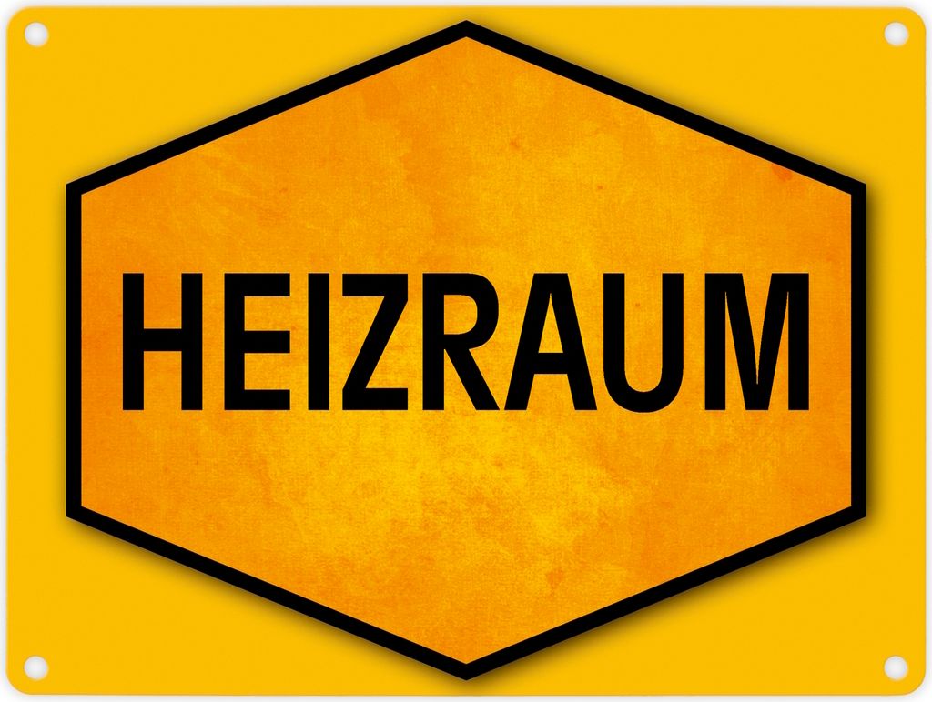 Heizraum Warn- und Hinweisschild in Gelb und Schwarz Warnschild Hinweisschild