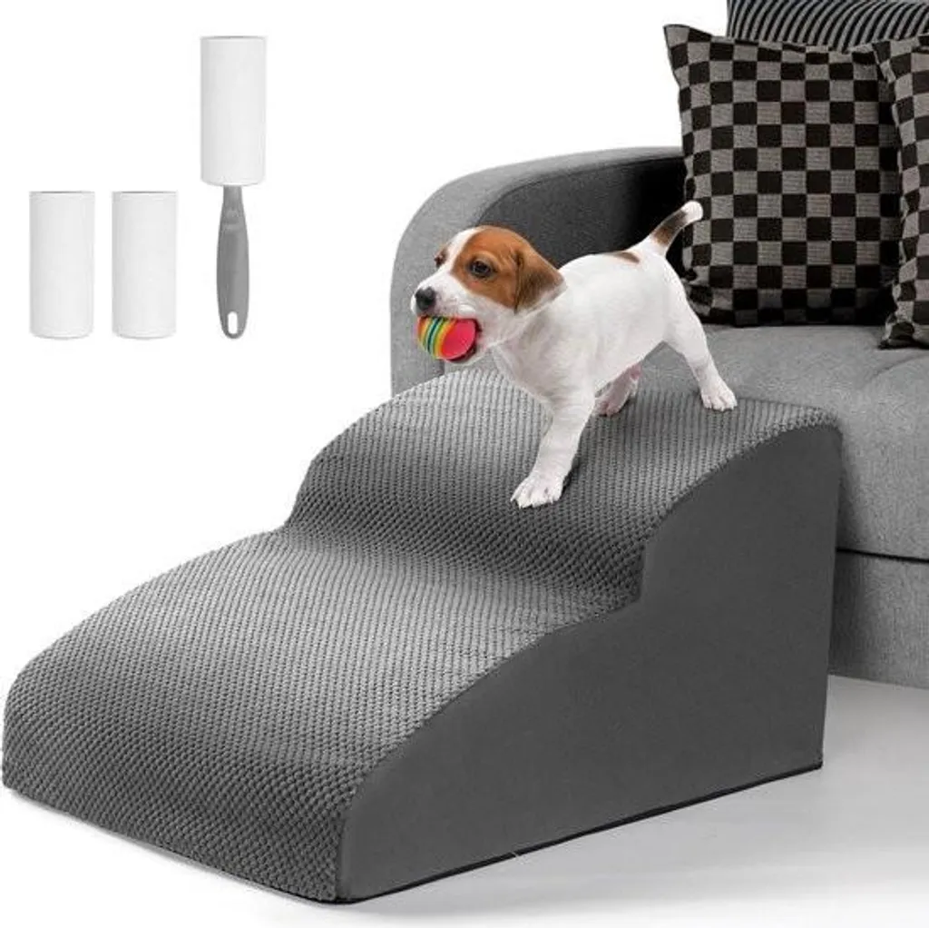Rampe pour chiens et petits chats pour accès canapé 2 marches Gris Soft
