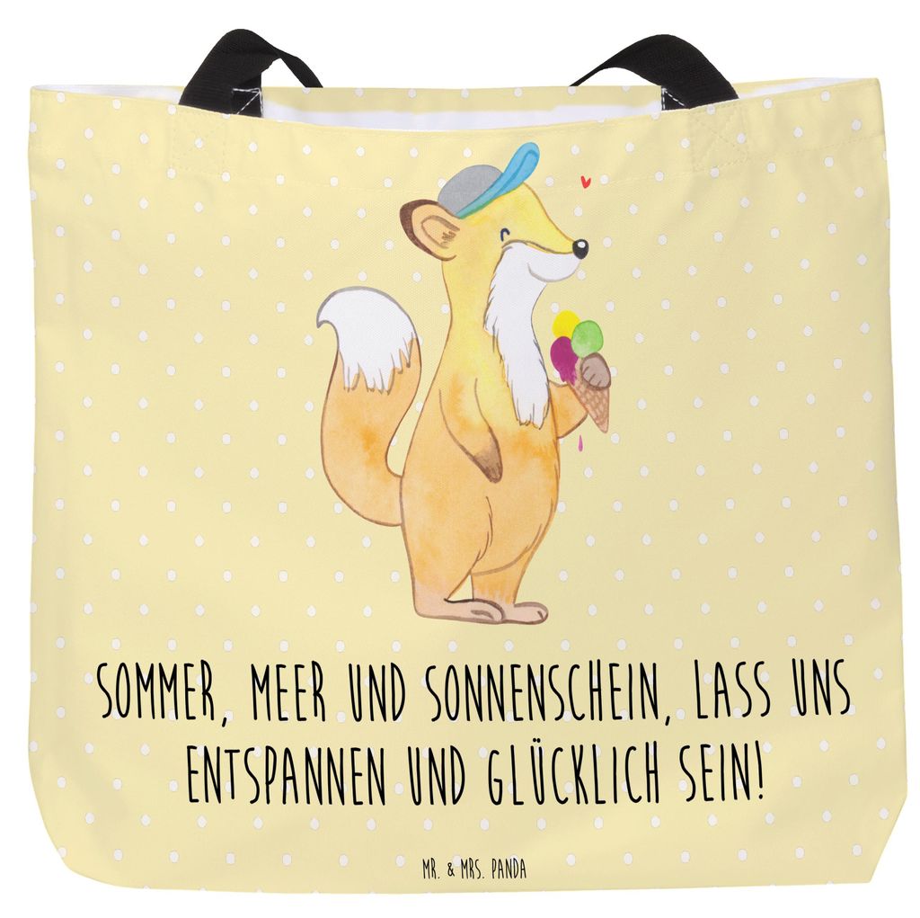 Mr. & Mrs. Panda Schultasche Sommer Meer Strand - Gelb Pastell - Geschenk, Inspiration, Tasche, Meeresrauschen, Urlaub Am, Tote Bag, Strandurlaub, ...