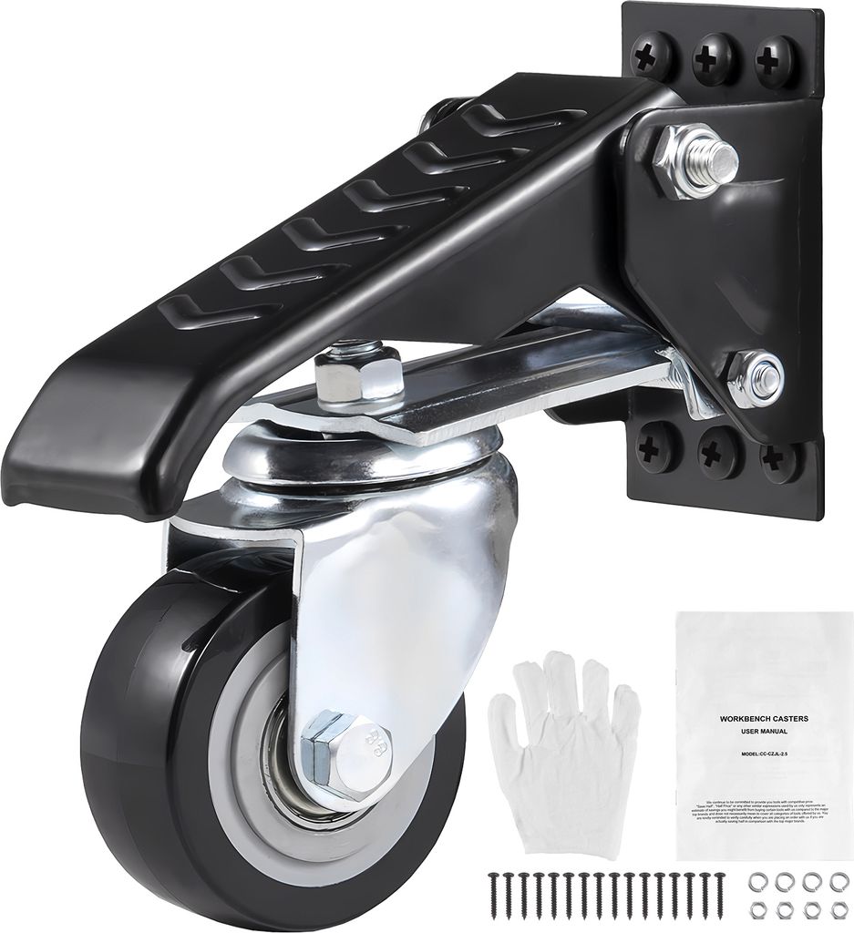 SucceBuy-Werkbank-Lenkrollen, 75 kg Tragkraft, 4er-Set, 6,35 cm robuste, seitlich montierte, einziehbare, verstellbare Lenkrollen, 360° schwenkbar...