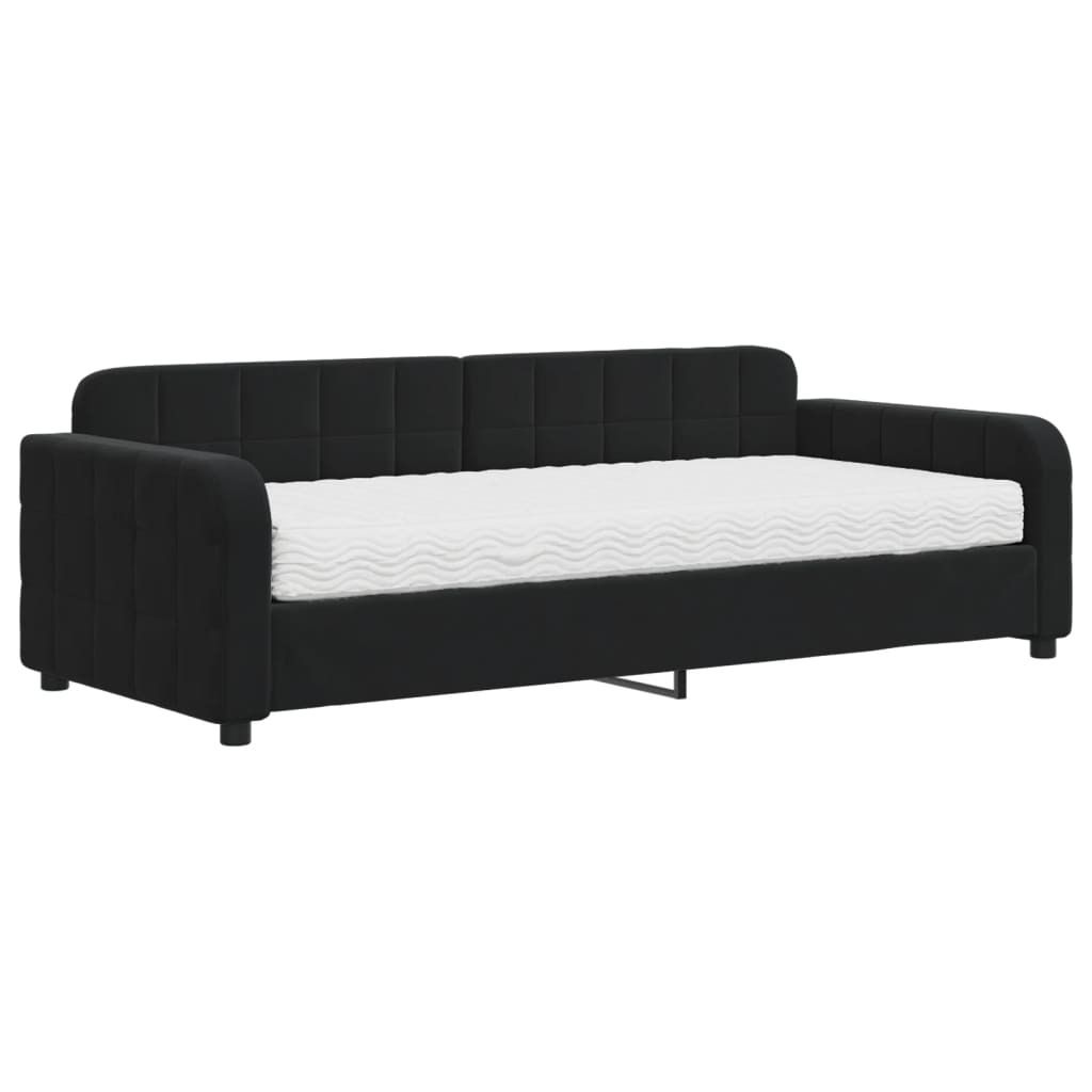 vidaXL Tagesbett mit Matratze Schwarz 90x200 cm Samt
