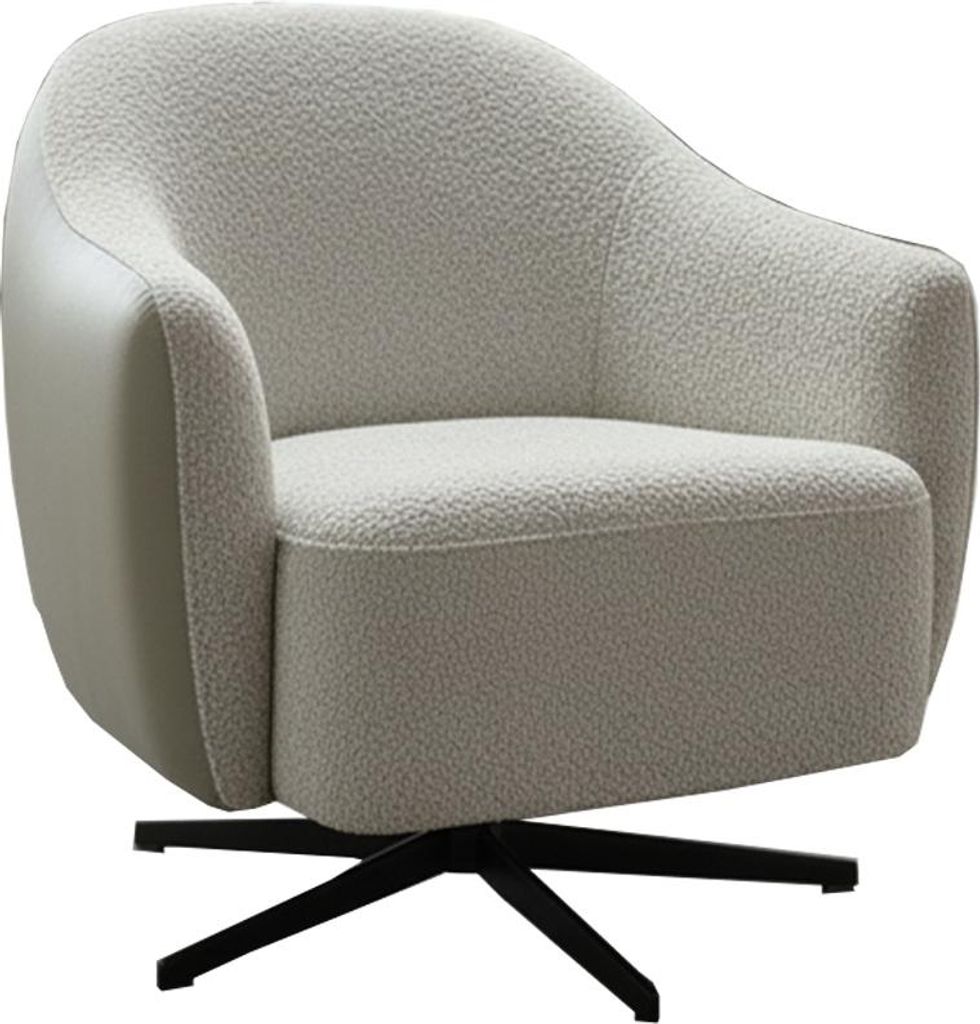 KAWOLA Sessel BRITTO Drehsessel Stoff cremeweiß / Kunstleder grau