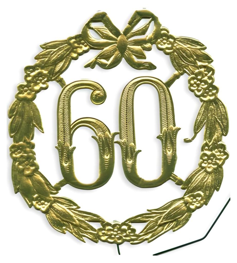 DEMMLER Festliche Zahl 60 gold 13cm mit Draht Produktbild 
