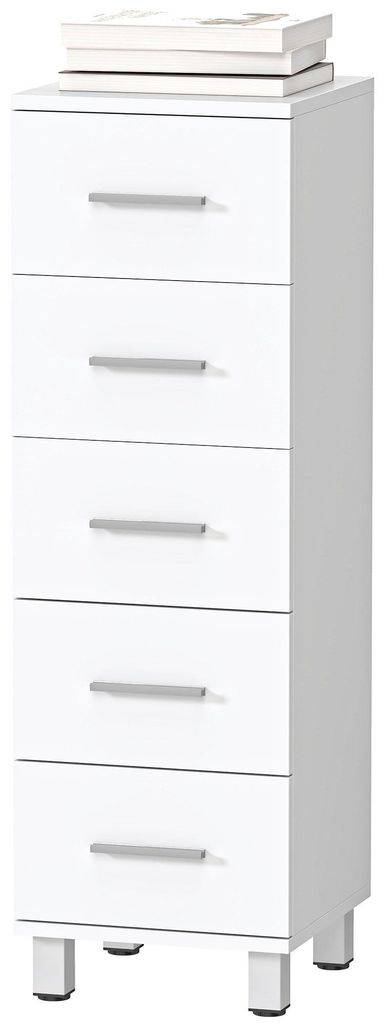 HOMCOM Badkamerkast, smalle badkamerkast met 5 lades, wit Productafbeelding 