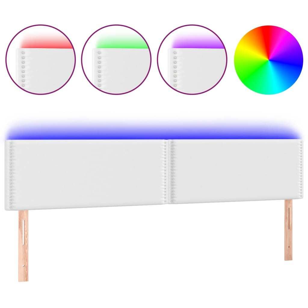 vidaXL LED Kopfteil Weiß 200x5x78/88 cm Kunstleder