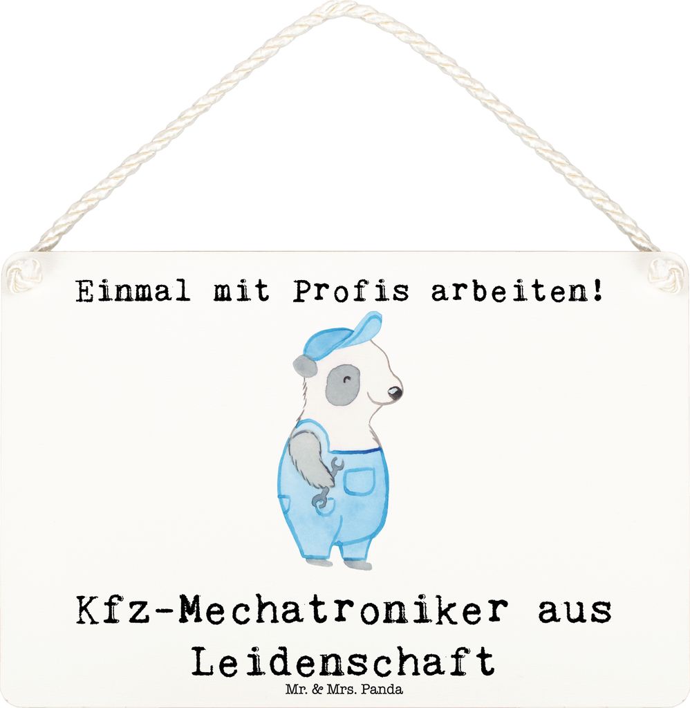 Mr. & Mrs. Panda Schild Kfz-Mechatroniker Leidenschaft DIN A6 - Weiß - Geschenk, holzbild, Lustig, Wandbild Holz, Ausbildung, Holzschild, Meister,...