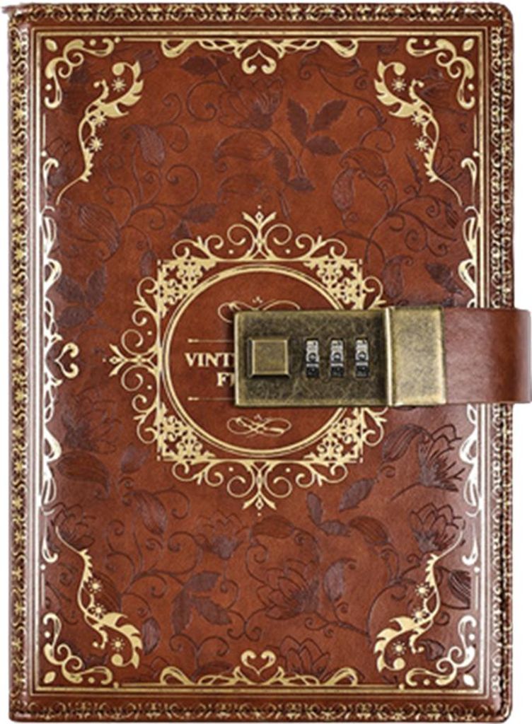 Abschließbares Geheimtagebuch, Tagebuch mit goldgeprägtem Design, dickes, nachfüllbares Tagebuch, Schloss für Erwachsene und Kinder