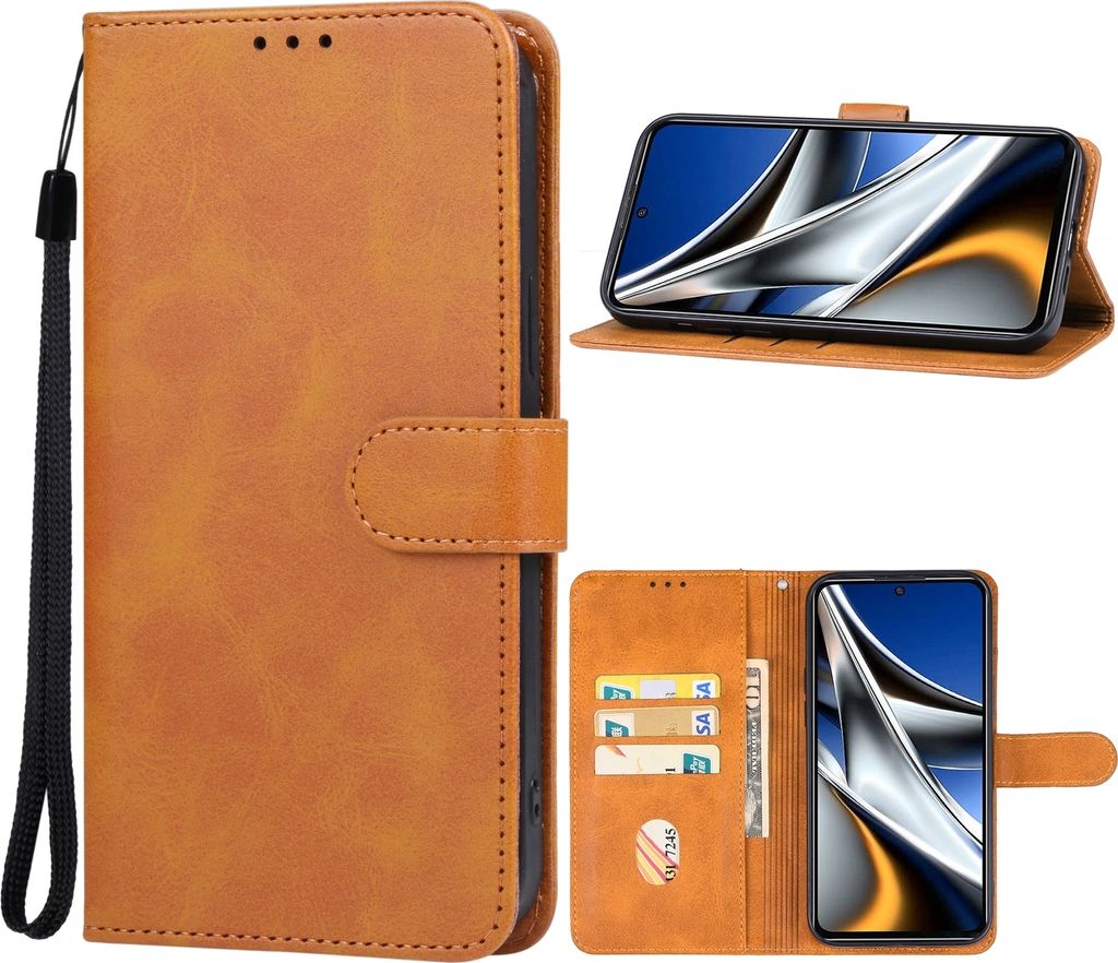Mobigear Wallet POCO X5 Pro Hülle Klapphülle Geldbörse - Braun