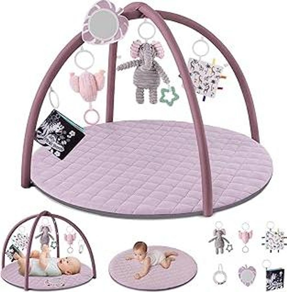 Blissful Diary Spielbogen Baby, Spieldecke Baby Gym Activity Decke mit 6 Abnehmbare Spielzeuge, krabbeldecke Einfach zu Installieren und zu Reinige...