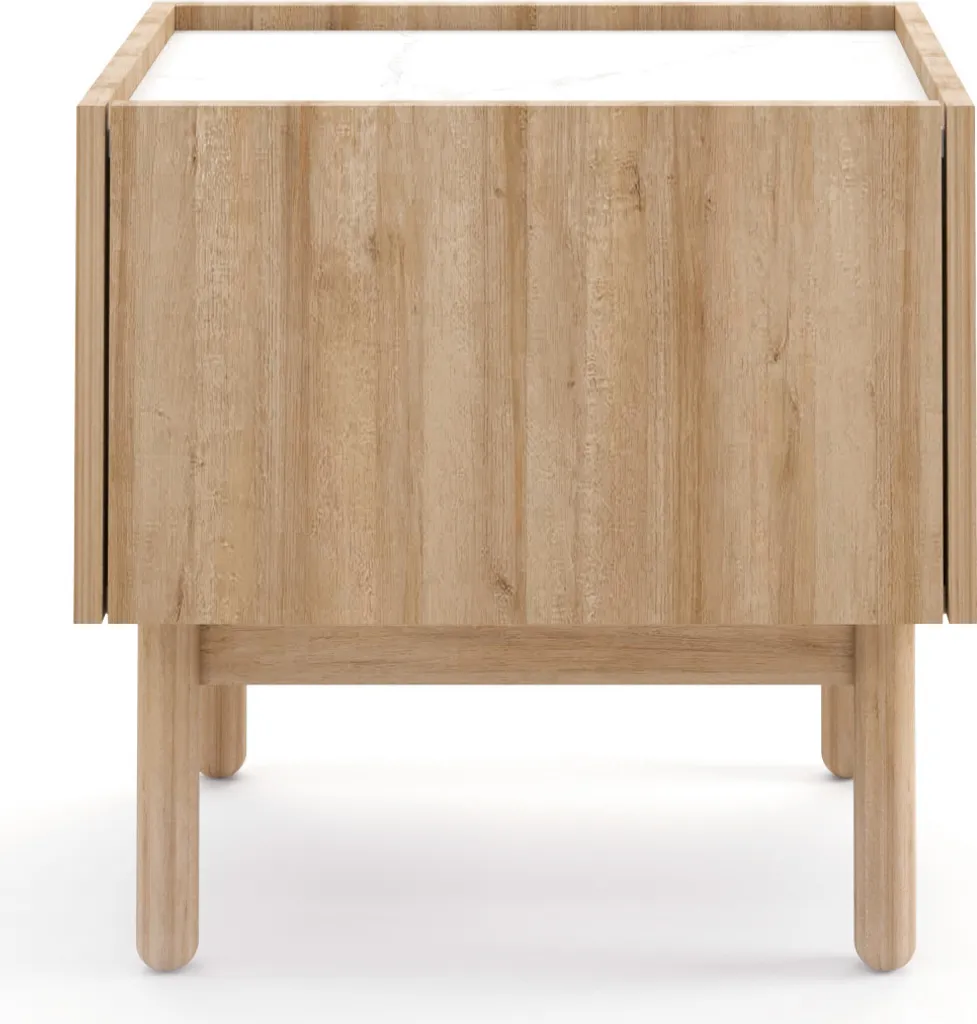 Table de chevet 50 cm style scandinave Ohio aspect marbre et bois