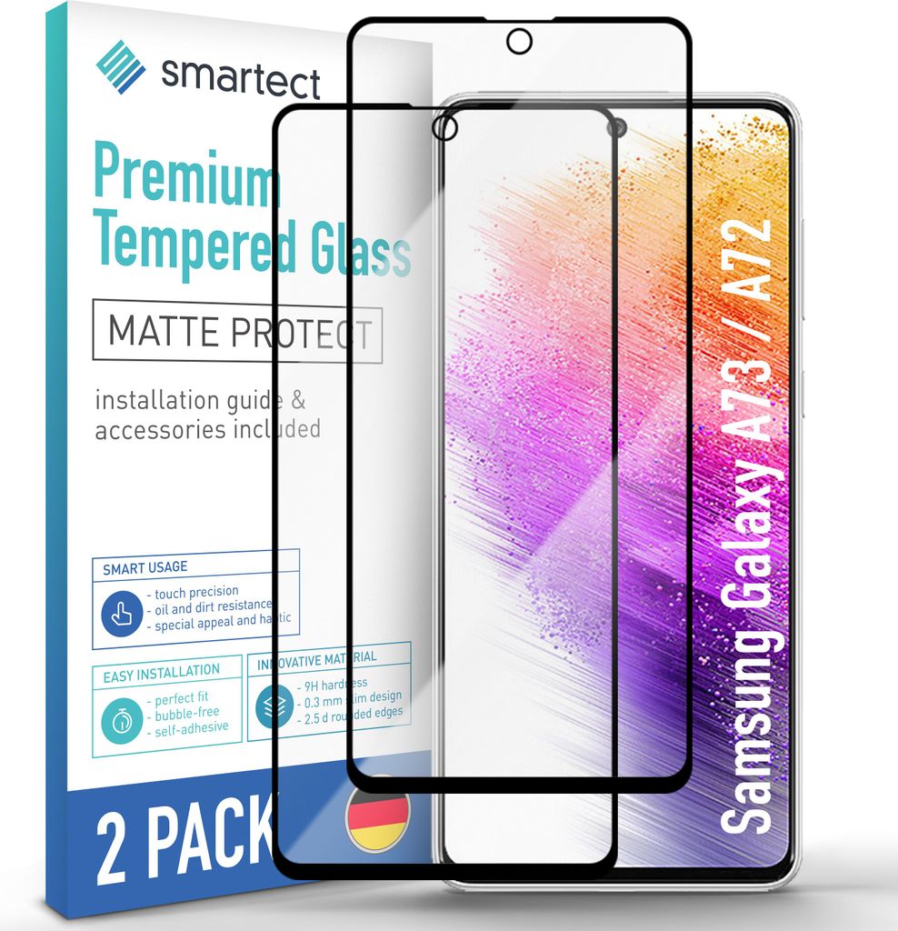 2x Schutzglas Panzerfolie Full Screen Matt für Galaxy A73 / A71 Displayschutz
